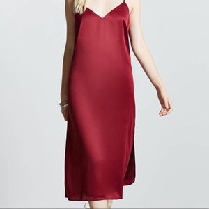 F21 Burgundy Satin Slip Dress!